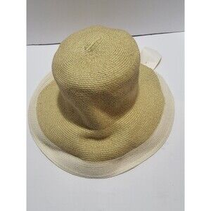 Toucan Collection New York Hat Wide Brim Brown Polka Dot Ribbon One Size Straw
